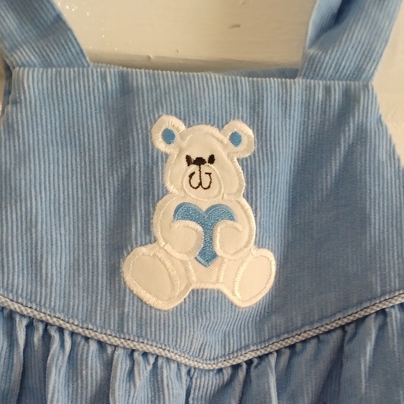 Just Ducky Outfit Winter Theme Overalls Girls Size 3t Teddy bear heart. Conditio - Picture 1 of 5